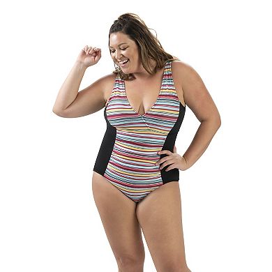 Women's Dolfin Aquashape UPF 50+ Print Panel Masectomy One-Piece Swimsuit