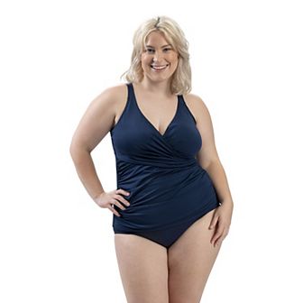 Women's Dolfin Aquashape UPF 50+ Solid Faux-Wrap Tankini Top