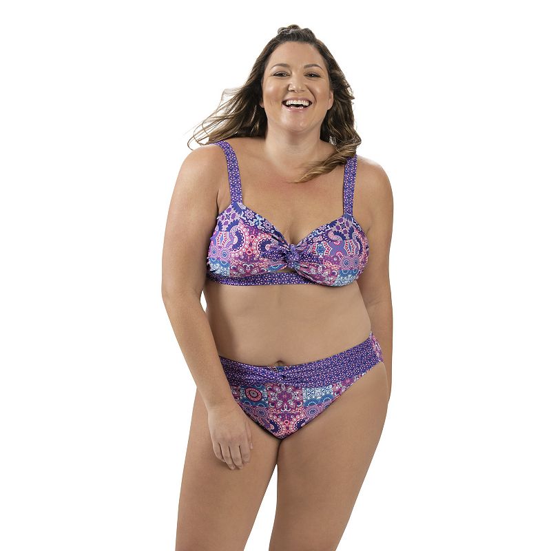 Women's Dolfin Aquashape UPF 50+ Print Twist-Front Bikini Top, Size: XS, Patchwork