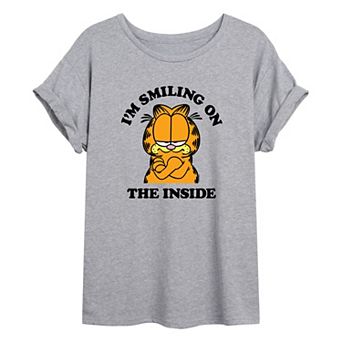 Junior's Garfield Smiling Oversized Tee