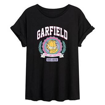 Junior's Garfield Collegiate Oversized Tee
