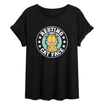 Junior's Garfield Resting Cat Oversized Tee