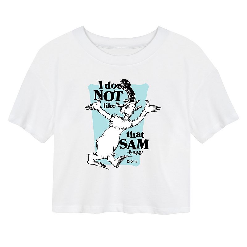 Juniors Dr. Seuss Sam I Am Cropped Tee, Girls, Size: Small, White
