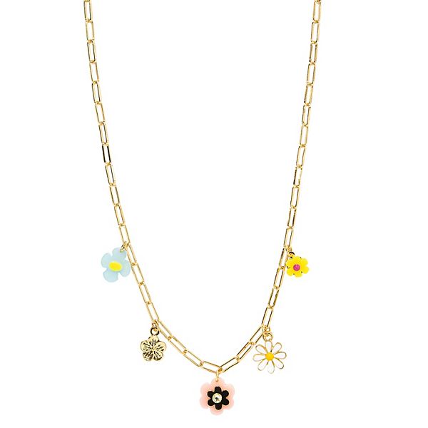 SO® Multi Flower Charms Chain Necklace
