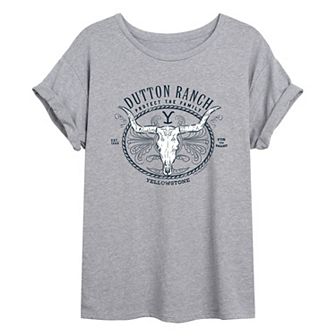 Juniors' Yellowstone Dutton Oversized Graphic Tee