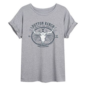 Juniors' Yellowstone Dutton Oversized Graphic Tee