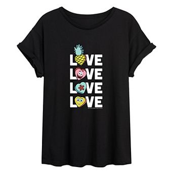 Juniors' SpongeBob SquarePants Love Repeat Oversized Graphic Tee