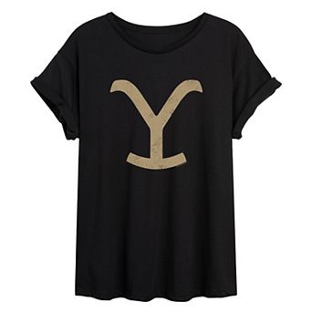 Juniors' Yellowstone Y Logo Oversized Graphic Tee