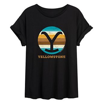 Juniors' Yellowstone Y Brand Western Fill Oversized Tee
