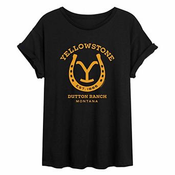 Juniors' Yellowstone Dutton Ranch Est. 1886 Horseshoe Oversized Tee