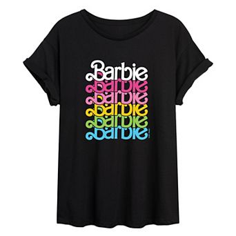 Juniors' Barbie Rainbow Logo Stack Graphic Tee