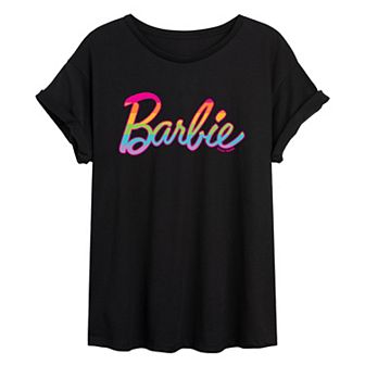 Juniors' Barbie Pride Rainbow Script Tee