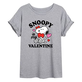 Juniors' Peanuts Valentine's Oversized Tee