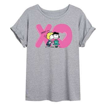 Juniors' Peanuts XO Lucy Oversized Tee