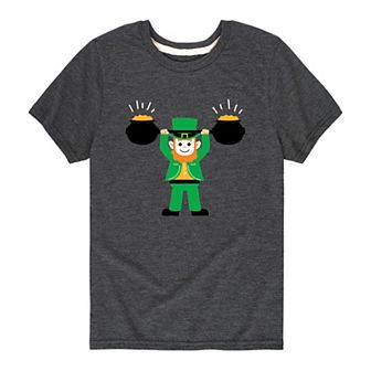 Boys 8-20 Leprechaun Weight Lifting Graphic Tee