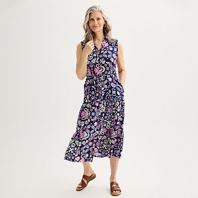 Women's Croft & Barrow Sleeveless Maxi Shirtdress