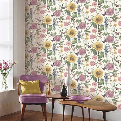 Arthouse Summer Garden White Multi Wallpaper