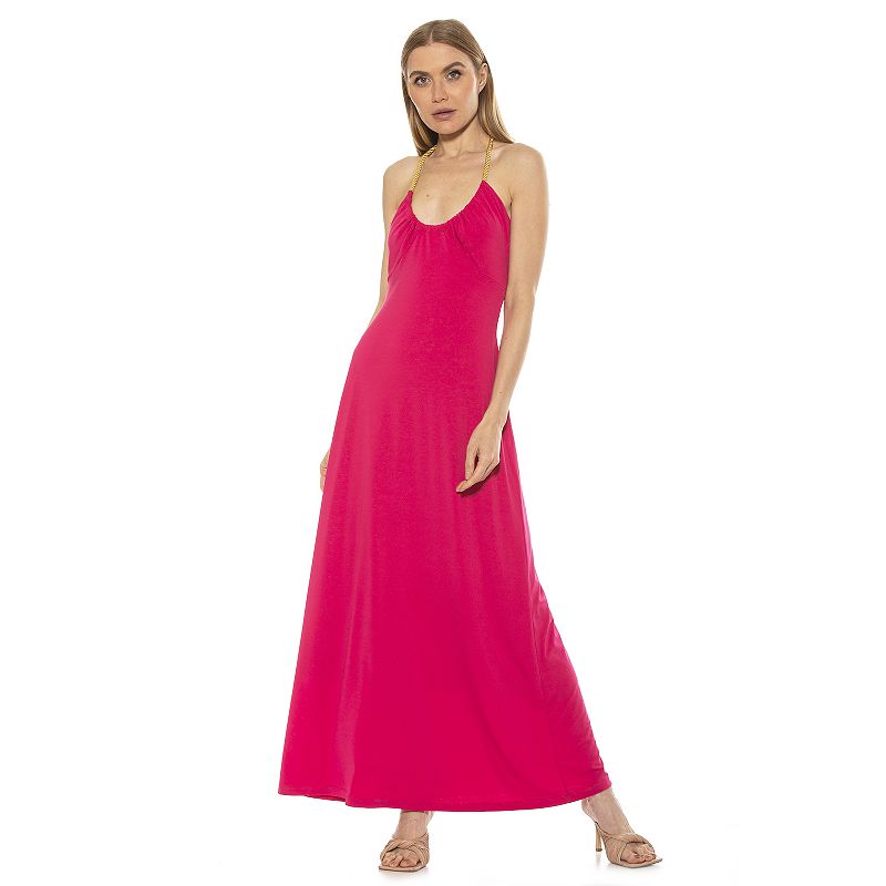 Womens ALEXIA ADMOR Selena Scoopneck Maxi Dress, Size: XS, Dark Pink