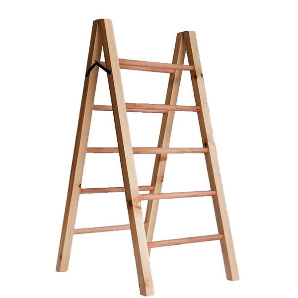 Tabletop Blanket Ladder with 4 Wooden Bars Brown