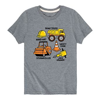 Boys 8-20 Construction Worker Icons Graphic Tee
