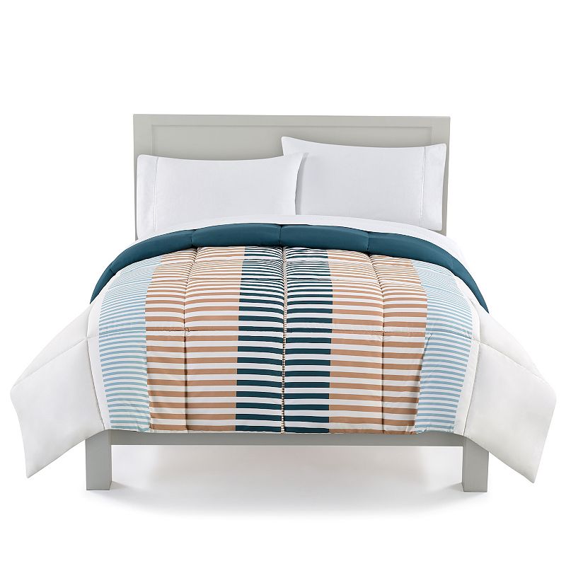 The Big One Down-Alternative Reversible Comforter, Broken Stripe, Twin