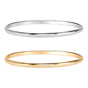 Love Always 10k Yellow & White Gold 1 mm Half-Round Stackable Ring Set