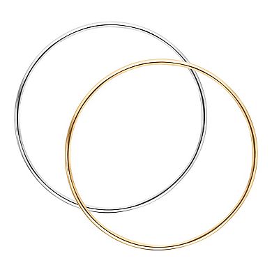 Love Always Love Always 10k Yellow & White Gold 1 mm Half-Round Stacking Ring Set