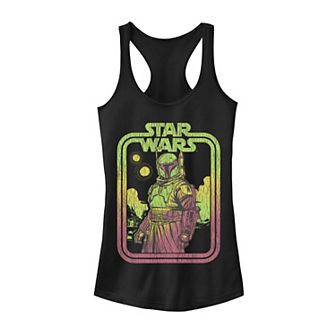 Juniors' Star Wars: The Book Of Boba Fett Gradient Stamp Portrait Graphic Tank Top