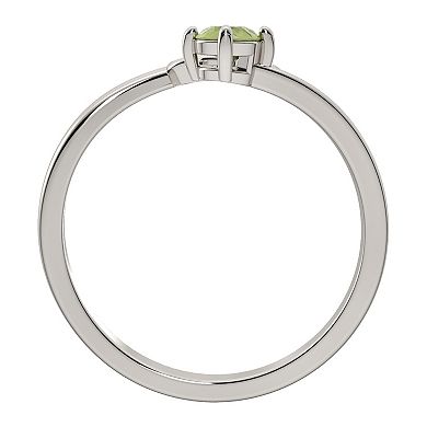 Sterling Silver Peridot Leo Zodiac Sign Bypass Ring