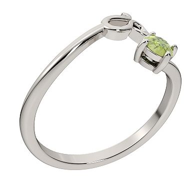 Sterling Silver Peridot Leo Zodiac Sign Bypass Ring