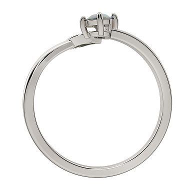 Sterling Silver Lab-Created Opal Libra Zodiac Sign Bypass Ring