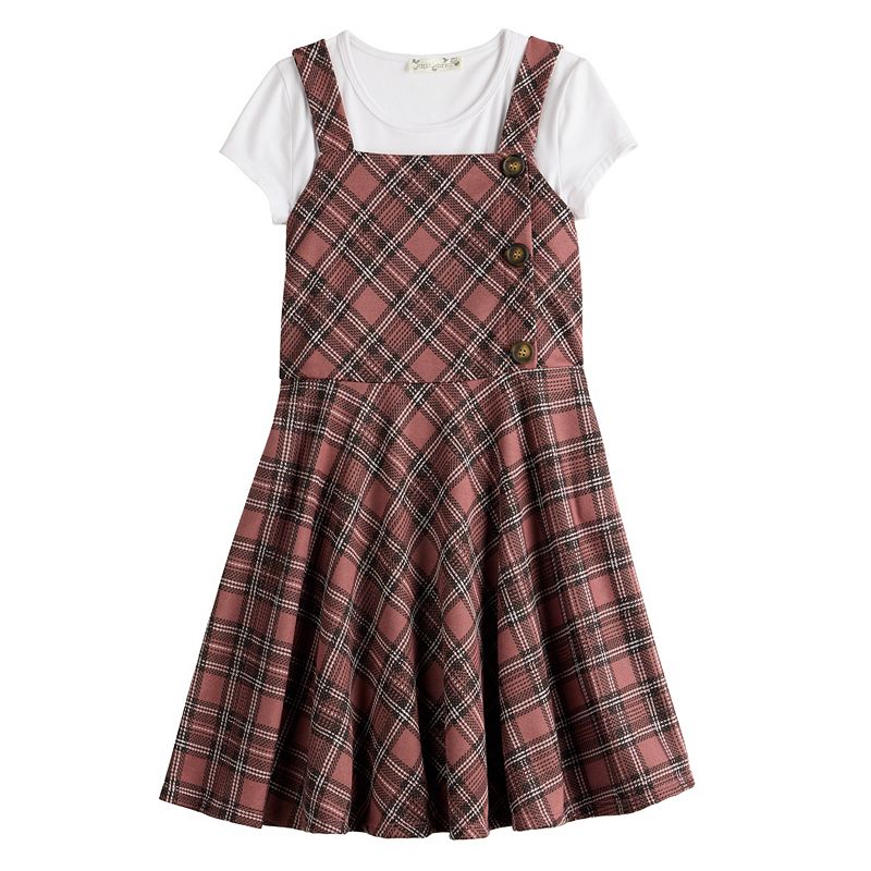 Girls 7-16 Knit Works Pinafore Dress & Top Set, Girls, Size: Medium PLUS, 