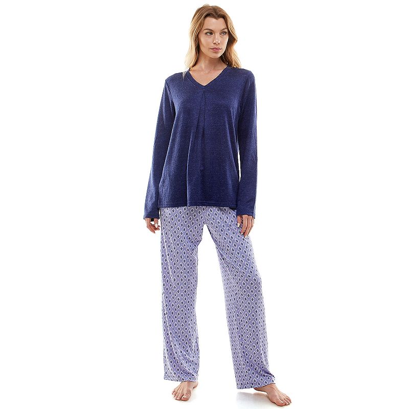 Womens Croft & Barrow Whisperluxe Long Sleeve Pajama Top, Size: Medium, Bl