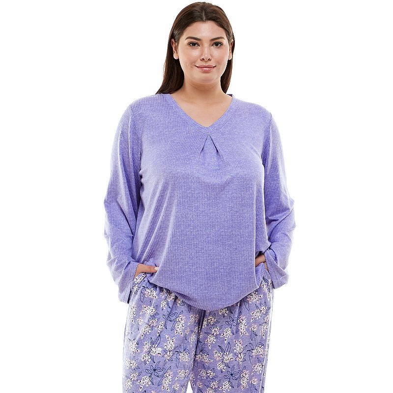 Plus Size Croft & Barrow Whisperluxe Long Sleeve Pajama Top, Womens, Size: