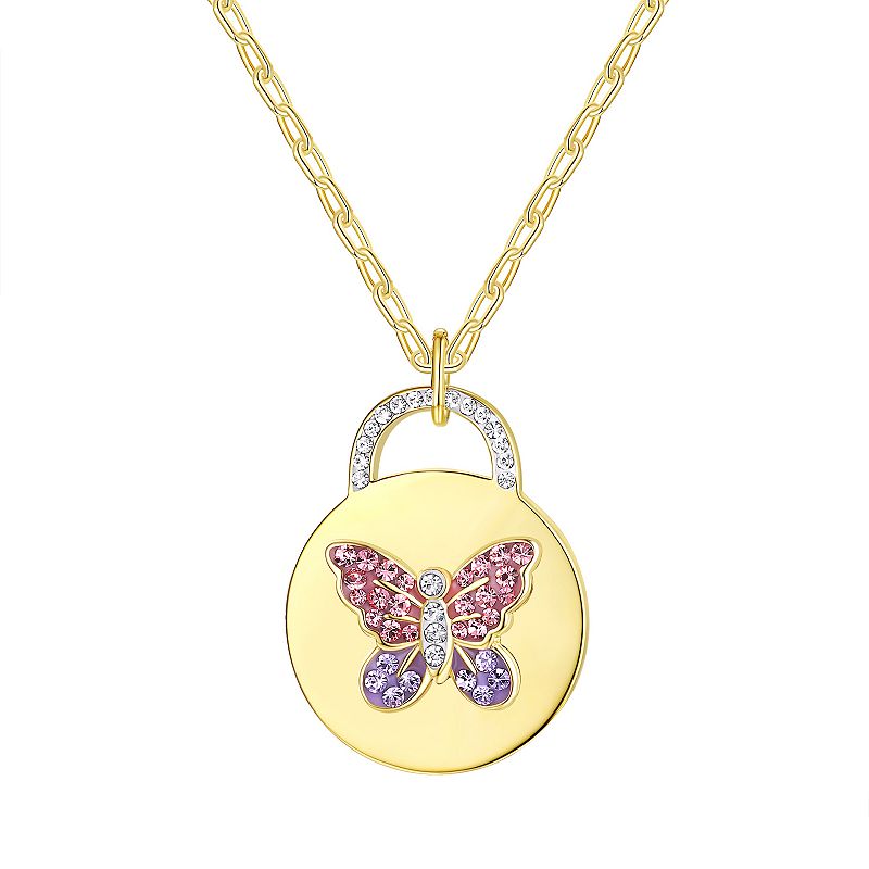 Crystal Collective Gold Tone Crystal Butterfly Medallion Necklace, Womens