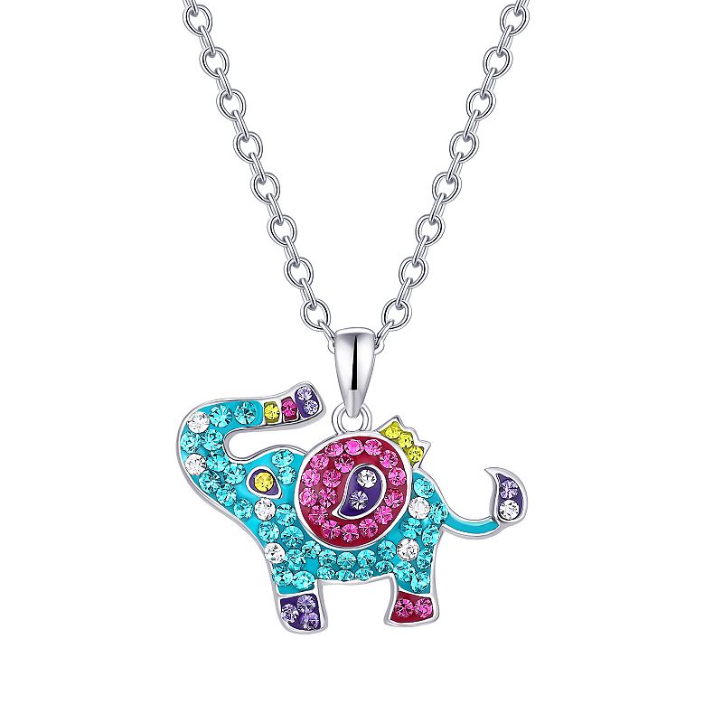 Crystal Collective Fine Silver-Plated Crystal Festive Elephant Pendant Nec