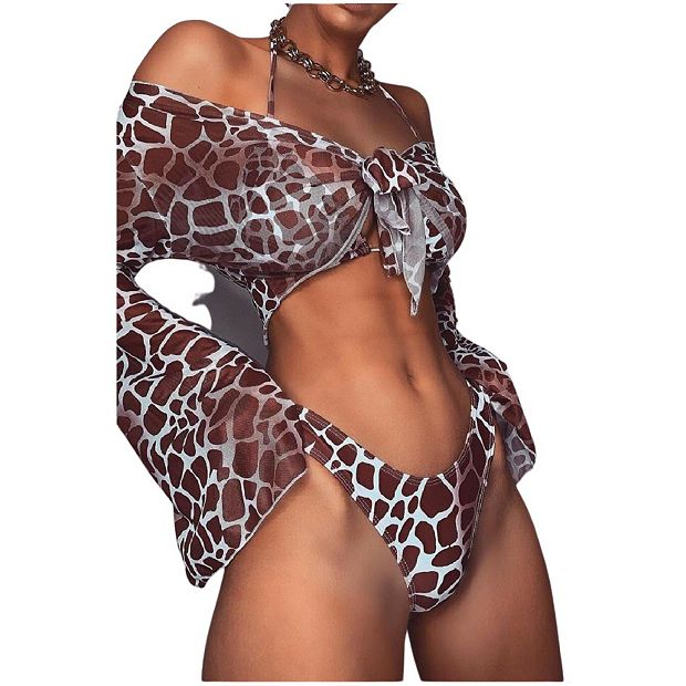 DressBarn Women s Animal Print 3 Piece Bikini set Dress L