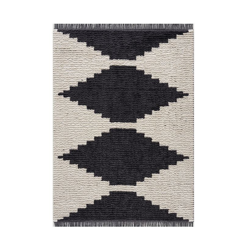 Madison Park Renae Modern Super Soft Black & Ivory Plush Area Rug, Multicolor, 6.5X9 Ft