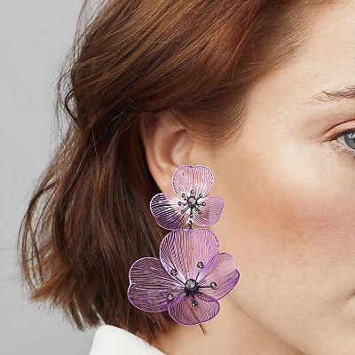 Simply Vera Vera Wang Red Flower Double Drop Earrings