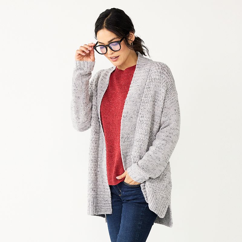 Womens Sonoma Goods For Life Plush Cardigan, Size: Small, Light Grey