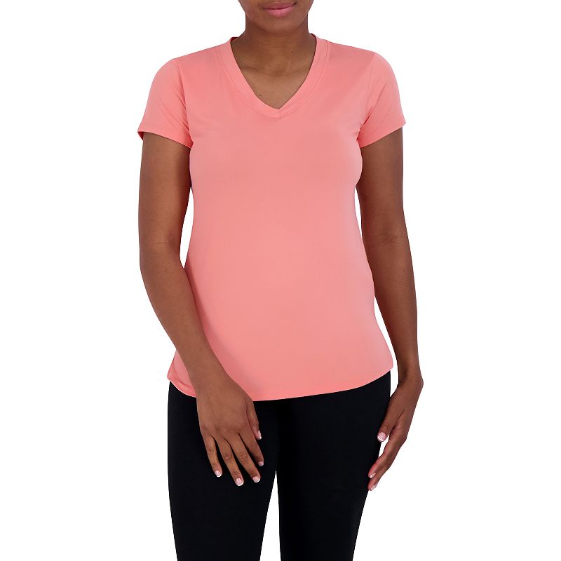 Womens Gaiam Essential V-Neck Tee, Size: XS, Pink