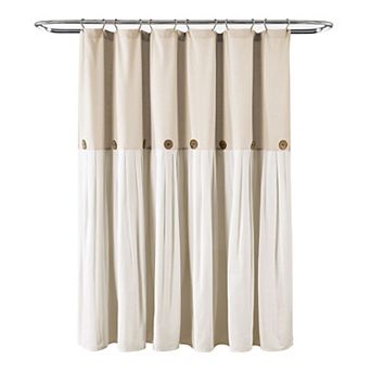 Lush Decor Linen Button Shower Curtain