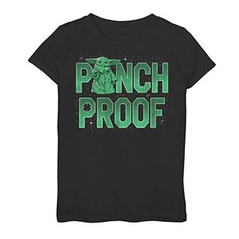 Girls 7-16 Star Wars The Mandalorian Pinch Proof Grogu aka Baby Yoda Shamrock Graphic Tee