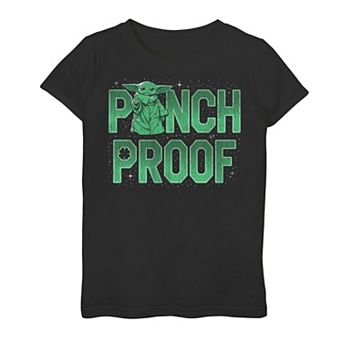 Girls 7-16 Star Wars The Mandalorian Pinch Proof Grogu aka Baby Yoda Shamrock Graphic Tee