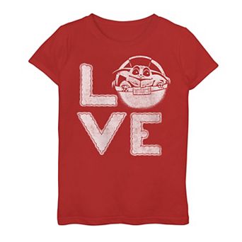 Girls 7-16 Star Wars The Mandalorian Love Grogu aka Baby Yoda Smiling Graphic Tee