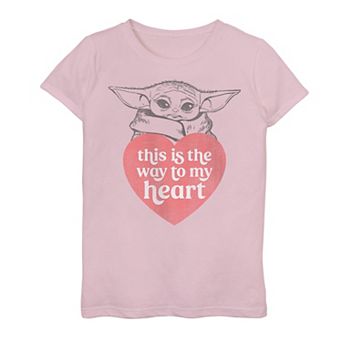 Girls 7-16 Star Wars The Mandalorian This Is The Way To My Heart Grogu aka Baby Yoda Heart Shape Graphic Tee