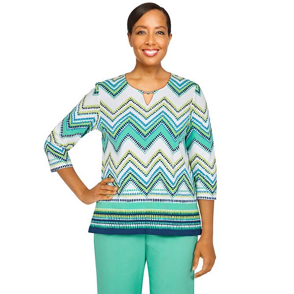 Petite Alfred Dunner Chevron Soft Knit Top