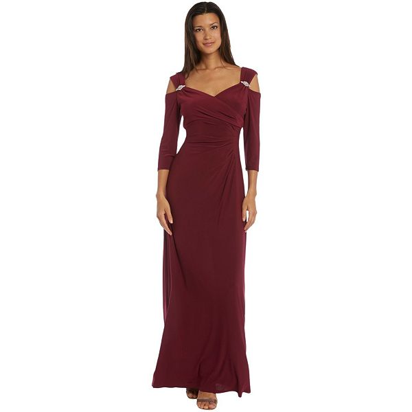 DressBarn Women's Column Evening Gown with Shoulder Cutouts Dress