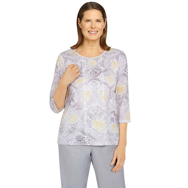 Petite Alfred Dunner Medallion Beaded Top