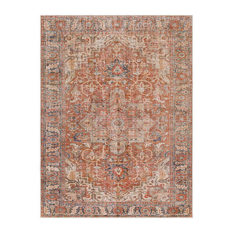 Decor 140 Anisa Traditional Washable Area Rug, Orange, 8X10 Ft